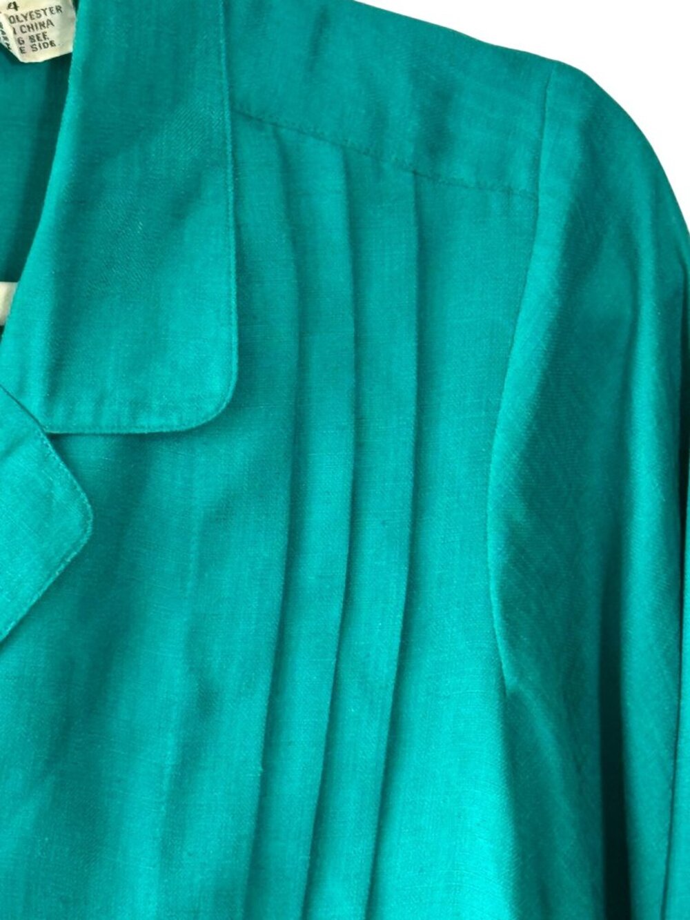 Vintage Evan Picone Petites Teal Button Front Pleated Blouse Top Size 4 - Picture 7 of 14